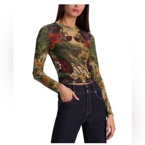 ALICE + OLIVIA
Delaina Floral Mesh Crop Top
